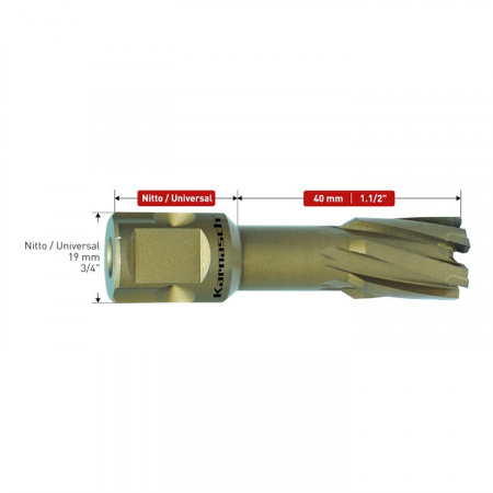 Корончатое сверло Karnasch Hard Line, длина 40, хвостовик Nitto/Uni 19 арт. 20-1630