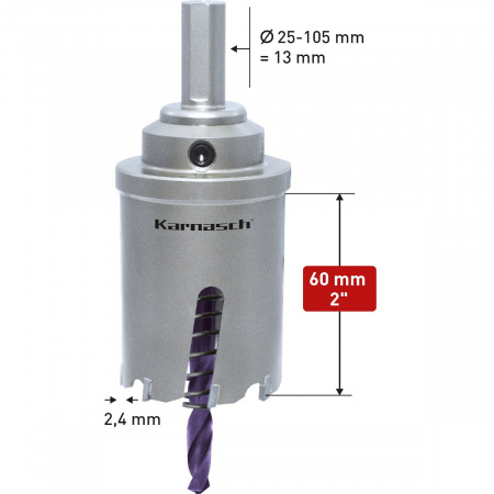 Твердосплавная коронка Karnasch Power Max 60 в сборе арт. 20-1121