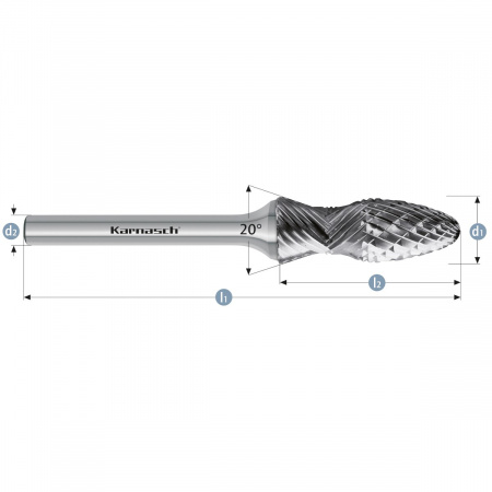 Комбинированная параболическая борфреза с закругленной головкой Karnasch RBF+Curve арт. 11.4023-100