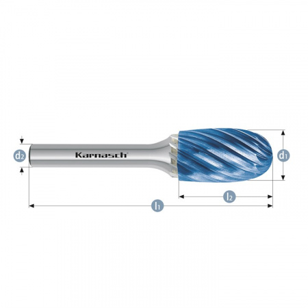Борфреза Karnasch овал, покрытие BlueTec, насечка HP-9 арт. 11-6035