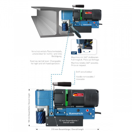 Магнитный сверлильный станок Karnasch KALP 45 BLUE-MAG арт. 20.8031-010