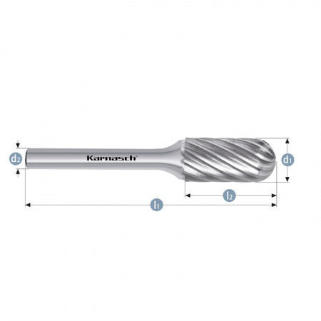 Борфреза Karnasch цилиндр со сферическим концом, насечка HP-9 арт. 11-4033