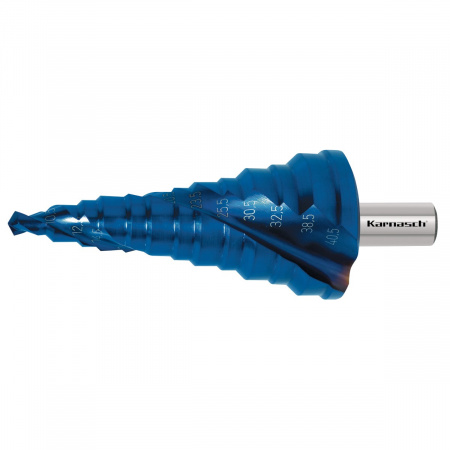 Ступенчатое сверло Karnasch Ø7-40,5 мм с покрытием Blue Dur арт. 20.1451