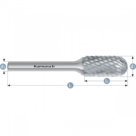 Борфреза Karnasch цилиндр со сферическим концом, насечка HP-6 арт. 11-3024
