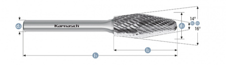 Комбинированная закругленная конусная борфреза + угол Karnasch KEL+WKN арт. 11.4056-100